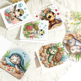 6 pcs Diamond Art Painted Greeting Card, Beach Turtle 5D DIY Special Shape Diamond Card Creative Gift, Christmas Thanksgiving Greeting Card Congratulation