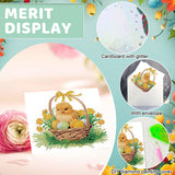 6pcs Diamond Painting Kit Greeting Card, Flower Bunny 5D DIY Diamond Handmade Holiday Greeting Card with Envelope, Christmas Gift Congratulation