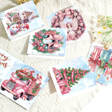 6 Pieces Diamond Art Painted Greeting Cards, Ski Santa Birdie Gift 5D DIY Special Shape Diamond Card Creative Gift, Christmas Thanksgiving Greeting Card Congratulation