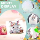 6pcs Diamond Art Painting Kit Greeting Card, Rabbit 5D DIY Diamond Handmade Holiday Greeting Card with Envelope, Christmas Gift Congratulations