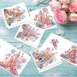 6pcs Diamond Painting Kit Greeting Card, Castle Balloon 5D DIY Diamond Handmade Holiday Greeting Card with Envelope, Christmas Gift Congratulation