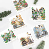 6pcs Diamond Painting Kit Greeting Card, Ideal House Bicycle 5D DIY Diamond Handmade Holiday Greeting Card with Envelope, Christmas Gift Congratulation
