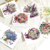 6pcs Diamond Painting Kit Greeting Card, Beautiful Flower Bouquet 5D DIY Diamond Handmade Holiday Greeting Card with Envelope, Christmas Gift Congratulation