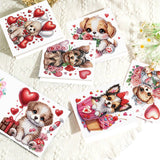 6 pcs Diamond Art Painting Greeting Card, Love Puppy 5D DIY Special Shape Diamond Card Creative Gifts, Christmas Thanksgiving Greeting Card Congratulation