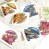 6pcs Diamond Painting Kit Greeting Card, Summer Cool 5D DIY Diamond Handmade Holiday Greeting Card with Envelope, Christmas Gift Congratulation