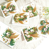 6pcs Diamond Art Painting Set Greeting Card, Green Winged Horse 5D DIY Special Shape Diamond Greeting Card Creative Gifts, Christmas Thanksgiving Greeting Card Congratulation