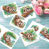 6pcs Diamond Painting Kit Greeting Card, Sloth 5D DIY Diamond Handmade Holiday Greeting Card with Envelope, Christmas Gift Congratulation