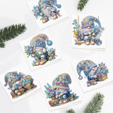 6pcs Diamond Painting Kit Greeting Card, Flower Gnome 5D DIY Diamond Handmade Holiday Greeting Card with Envelope, Christmas Gift Congratulation