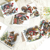 6 pcs Diamond Art Painted Greeting Card, Cup Cat 5D DIY Special Shape Diamond Card Creative Gift, Christmas Thanksgiving Greeting Card Congratulation