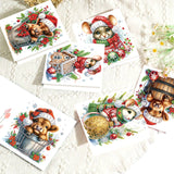 6 pcs Diamond Art Painted Greeting Card, Christmas Cow Mouse 5D DIY Special Shape Diamond Card Creative Gift, Christmas Thanksgiving Greeting Card Congratulation