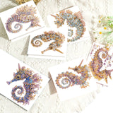 6pcs Diamond Art Painting Set Greeting Card, Hippocampus 5D DIY Special Shape Diamond Greeting Card Creative Gifts, Christmas Thanksgiving Greeting Card Congratulation