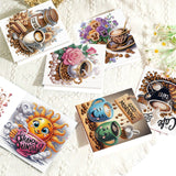 6pcs Diamond Art Painting Kit Greeting Card, Rose Sun Coffee Mug 5D DIY Special Shape Diamond Greeting Card Creative Gifts, Christmas Thanksgiving Greeting Card Congratulation