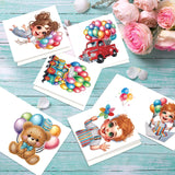 6pcs Diamond Painting Kit Greeting Card, Balloon Truck 5D DIY Diamond Handmade Holiday Greeting Card with Envelope, Christmas Gift Congratulation