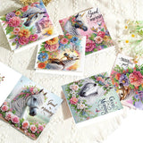 6pcs Diamond Art Painting Kit Greeting Card, Flower Horse 5D DIY Special Shape Diamond Greeting Card Creative Gift, Christmas Thanksgiving Greeting Card Congratulation