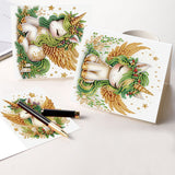 6pcs Diamond Art Painting Set Greeting Card, Green Winged Horse 5D DIY Special Shape Diamond Greeting Card Creative Gifts, Christmas Thanksgiving Greeting Card Congratulation