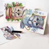 6 pcs Diamond Art Painted Greeting Card, Flower Dinosaur Goat Zebra Fawn 5D DIY Special Shape Diamond Card Creative Gift, Christmas Thanksgiving Greeting Card Congratulation