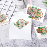6pcs Diamond Art Painting Kit Greeting Card, Flower Basket 5D DIY Diamond Handmade Holiday Greeting Card with Envelope, Christmas Gift Congratulation