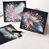 6pcs Diamond Art Painting Set Greeting Card, Colourful Feather 5D DIY Special Shape Diamond Greeting Card Creative Gifts, Christmas Thanksgiving Greeting Card Congratulation