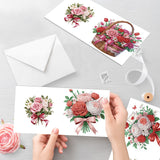 6pcs Diamond Painting Kit Greeting Card, Rose Bouquet 5D DIY Diamond Handmade Holiday Greeting Card with Envelope, Christmas Gift Congratulation