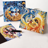 6 pcs Diamond Art Painted Greeting Card, Pretty Flowers 5D DIY Special Shape Diamond Card Creative Gifts, Christmas Thanksgiving Greeting Card Congratulation