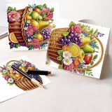 6pcs Diamond Painting Kit Greeting Card, Fruit Blue 5D DIY Diamond Handmade Holiday Greeting Card with Envelope, Christmas Gift Congratulation