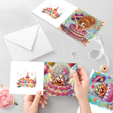 6pcs Diamond Painting Kit Greeting Card, Quirky Ladies 5D DIY Diamond Handmade Holiday Greeting Card with Envelope, Christmas Gift Congratulation