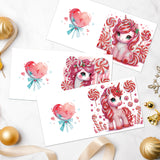 6pcs Diamond Art Painting Kit Greeting Card, Pink Lollipop Horse 5D DIY Special Shape Diamond Greeting Card Creative Gifts, Christmas Thanksgiving Greeting Card Congratulation