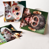 8 pcs Diamond Art Painting Greeting Card, Big Eye Monkey 5D DIY Special Shape Diamond Card Creative Gift, Christmas Thanksgiving Greeting Card Congratulation