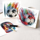 6pcs Diamond Art Painting Set Greeting Card, Fire Football 5D DIY Special Shape Diamond Greeting Card Creative Gifts, Christmas Thanksgiving Greeting Card Congratulation