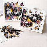 6 pcs Diamond Art Painted Greeting Card, Pegasus 5D DIY Special Shape Diamond Card Creative Gifts, Christmas Thanksgiving Greeting Card Congratulation