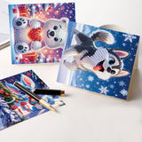 8pcs Diamond Art Painting Greeting Card, Bear, Dog, Cat Animals 5D DIY Special Shape Diamond Creative Gift, Greeting Card Set Gift Birthday Thanksgiving Greeting Card Congratulation