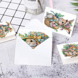 6pcs Diamond Painting Kit Greeting Card, Flower Bunny 5D DIY Diamond Handmade Holiday Greeting Card with Envelope, Christmas Gift Congratulation