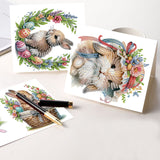 6pcs Diamond Art Painting Set Greeting Card, Basket Bunny 5D DIY Special Shape Diamond Greeting Card Creative Gifts, Christmas Thanksgiving Greeting Card Congratulation