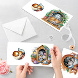 6pcs Diamond Painting Kit Greeting Card, Sleeping Cat 5D DIY Diamond Handmade Holiday Greeting Card with Envelope, Christmas Gift Congratulation