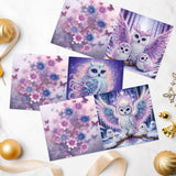 6pcs Diamond Art Painting Kit Greeting Card, Spread Wings Owl 5D DIY Special Shape Diamond Greeting Card Creative Gifts, Christmas Thanksgiving Day Greeting Card Congratulation