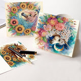6 pcs Diamond Art Painted Greeting Card, Horse Sunflower 5D DIY Special Shape Diamond Card Creative Gift, Christmas Thanksgiving Greeting Card Congratulation