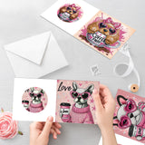 6pcs Diamond Painting Kit Greeting Card, Puppy 5D DIY Diamond Handmade Holiday Greeting Card with Envelope, Christmas Gift Congratulation