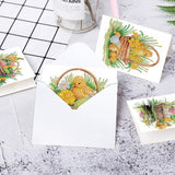 6pcs Diamond Painting Kit Greeting Card, Flower Bunny 5D DIY Diamond Handmade Holiday Greeting Card with Envelope, Christmas Gift Congratulation