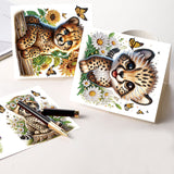 6 pcs Diamond Art Painted Greeting Card, Monkey Leopard 5D DIY Special Shape Diamond Card Creative Gift, Christmas Thanksgiving Greeting Card Congratulation