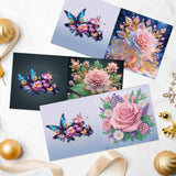 6pcs Diamond Art Painting Kit Greeting Card, Blooming Rose Bouquet 5D DIY Special Shape Diamond Greeting Card Creative Gifts, Christmas Thanksgiving Greeting Card Congratulation