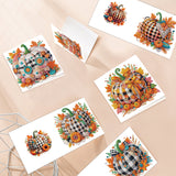 6pcs Diamond Painting Kit Greeting Card, Square Pumpkin 5D DIY Diamond Handmade Holiday Greeting Card with Envelope, Christmas Gift Congratulation