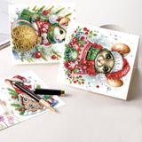 6 pcs Diamond Art Painted Greeting Card, Christmas Cow Mouse 5D DIY Special Shape Diamond Card Creative Gift, Christmas Thanksgiving Greeting Card Congratulation