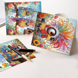 8 pcs Diamond Art Painted Greeting Card, Birdie 5D DIY Special Shape Diamond Card Creative Gifts, Christmas Thanksgiving Greeting Card Congratulation