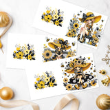 6pcs Diamond Art Painting Kit Greeting Card, Sunflower Genie 5D DIY Special Shape Diamond Greeting Card Creative Gifts, Christmas Thanksgiving Greeting Card Congratulation