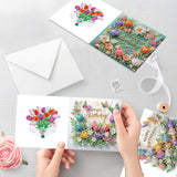 6pcs Diamond Painting Kit Greeting Card, Tulip Butterfly 5D DIY Diamond Handmade Holiday Greeting Card with Envelope, Christmas Gift Congratulation