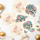 6pcs Diamond Art Painting Kit Greeting Card, Skull Rose 5D DIY Special Shape Diamond Greeting Card Creative Gifts, Christmas Thanksgiving Greeting Card Congratulation