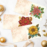 6pcs Diamond Art Painting Kit Greeting Cards, Pretty Flowers 5D DIY Special Shape Diamond Greeting Card Creative Gifts, Christmas Thanksgiving Greeting Card Congratulation