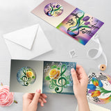 6pcs Diamond Painting Kit Greeting Card, Note Flower 5D DIY Diamond Handmade Holiday Greeting Card with Envelope, Christmas Gift Congratulation