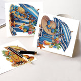 6pcs Diamond Painting Kit Greeting Card, Summer Cool 5D DIY Diamond Handmade Holiday Greeting Card with Envelope, Christmas Gift Congratulation