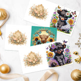 6pcs Diamond Art Painting Kit Greeting Card, Calf in Flower 5D DIY Special Shape Diamond Greeting Card Creative Gifts, Christmas Thanksgiving Greeting Card Congratulation